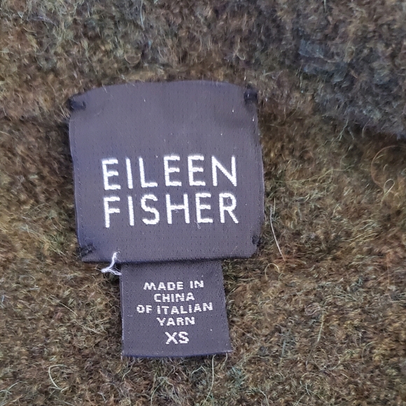 Eileen Fisher Olive Green  Merino Wool Alpaca Plush Melange Cardigan Sweater XS - Picture 5 of 10